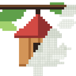 Bird house, partly coloured