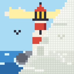 Lighthouse, partly coloured